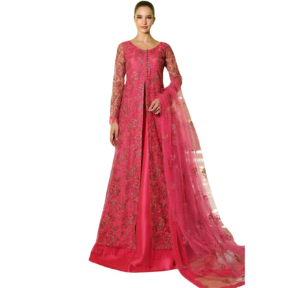 Dress, Bareeze 3 Piece Embroidered Lawn Red Daneen, for Women