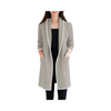 Long Coat, Grey Front Open & Dual Pockets, for Women