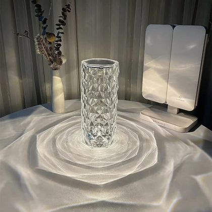 Lamp, Diamond Rose Crystal, Elegant 3D Illumination, for Any Space