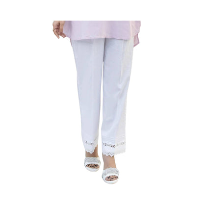 Trouser, Timeless Elegance White Cambric with Pintucks and Lace Detailing