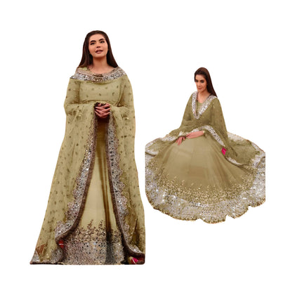 Unstitched Suit, Chiffon & Malai Ensemble with Intricate Embroidery, for Women