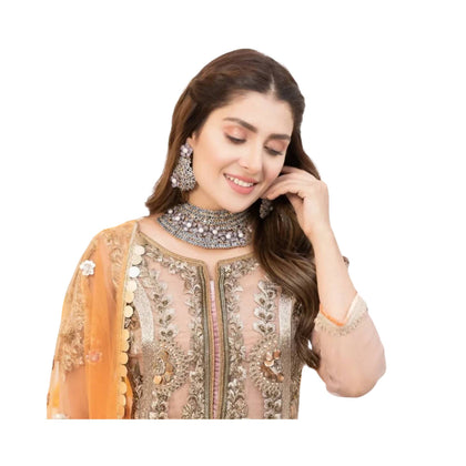Stitched Suit, Maysoori Shirt with Net Dupatta & Embroidered Lehenga, for Women