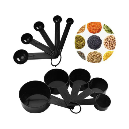 Kitchen Tools, 10 Black Measuring Cups and Spoons Set