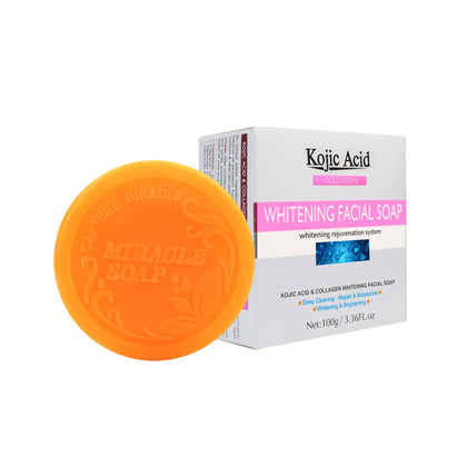 Facial Soap, Kojic Acid Whitening, Gentle Cleansing, for Brighter, Even-Toned Skin