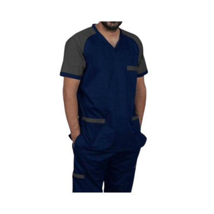 Contrast Medical Scrub Suits, Navy Gray, for Men