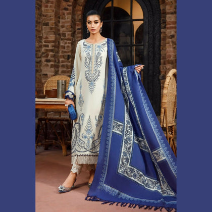 MARIA B Premium Dhanak 3-Piece Suit, Wool Shawl, Unstitched, for Women
