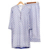 2-Piece Printed Lawn Suit, Blue with Button Neckline, for Women
