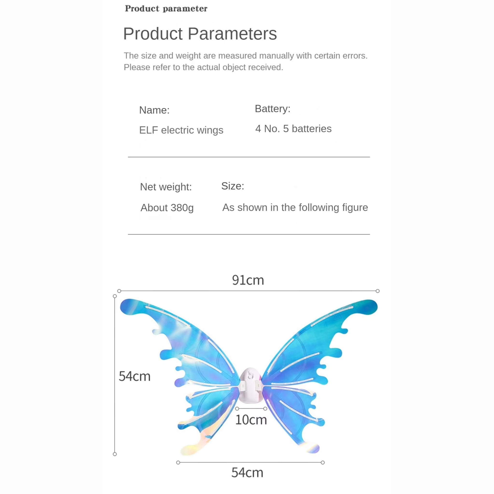 Glowing Elf Wings, Rechargeable Light-Up Fairy Costume, for Kids & Adults