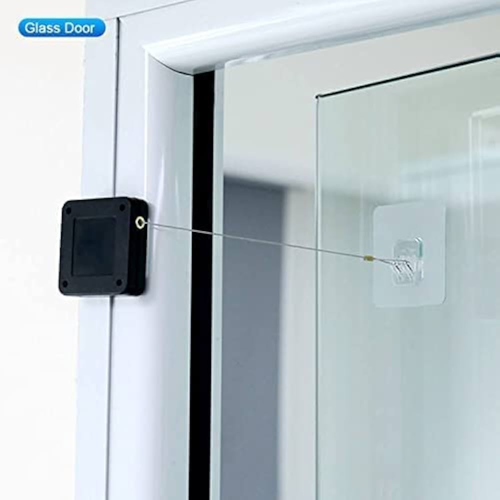 Punch-Free Automatic Sensor Door Closer, Adhesive Adjustable Tension