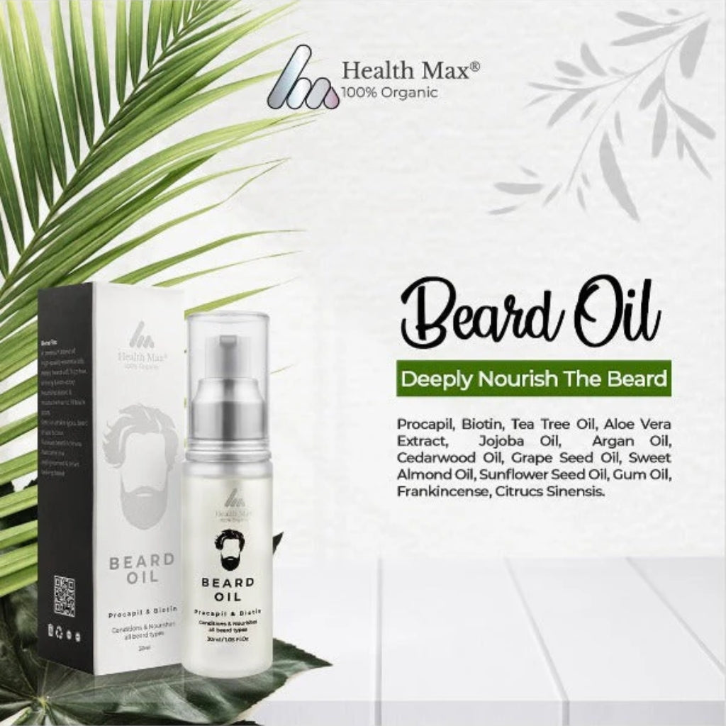 Natural Beard Oil with Procapil & Biotin, Relieves Itchiness, for Men