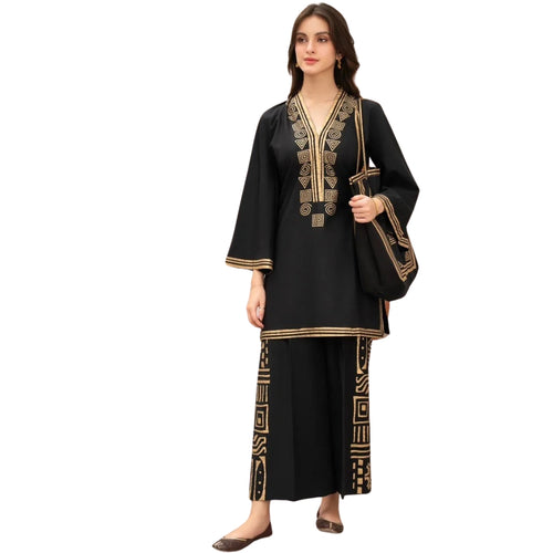 Arabic Lawn Suit, Pyramid Design & Free Handbag, for Women