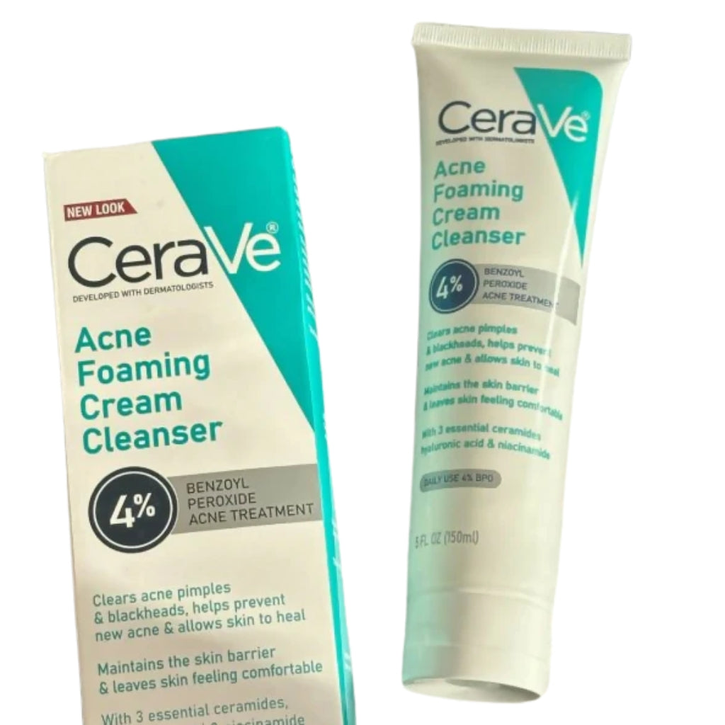 CeraVe Acne Foaming Cleanser, 4% Benzoyl Peroxide, Deep Cleansing Face Wash for Acne