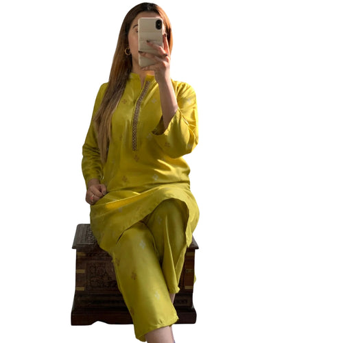 Suit, Olive Green, Arabic Lawn Fabric & Lace Work, for Women