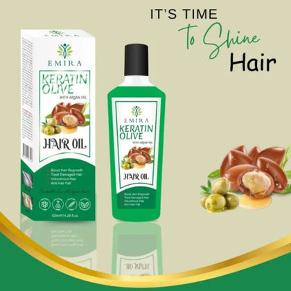 Emira Keratin Olive & Argan Hair Oil, Hair Growth & Strengthening Formula