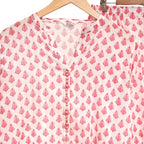 2-Piece Pink Printed Lawn Dress, Round Neck with Buttons, for Women