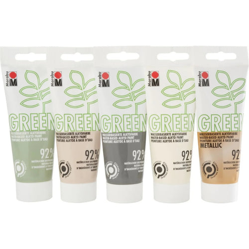 Marabu Green Water-Based Alkyd Paint Set BOHO, Captivating Green Tones, Perfect for Artists