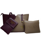 3-Pcs Handbag Set, Golden Rose & Elegant Design, Red and Golden, for Ladies