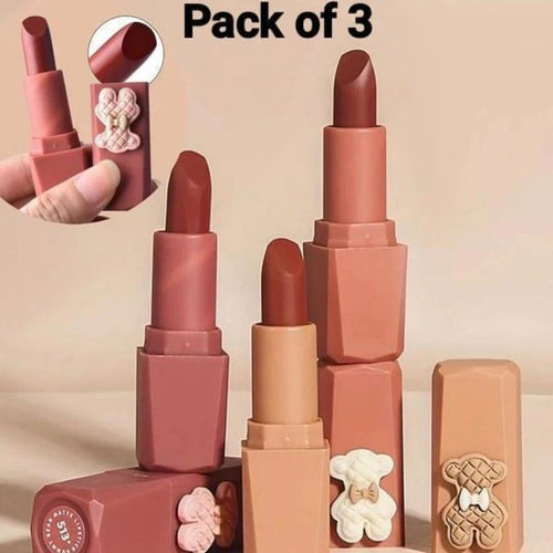 High-Pigment Lipstick Set, 3 Shades, High Gloss & Velvety Finish, for Women
