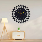 Sun Round Wall Clock, 12x12 Inches, Black & DIY Installation