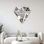 Diamond Mirror Home Wall Art, 16x16 Inches, Silver Mirror Acrylic, for Wall Decor
