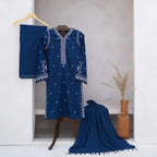 Rangoon 3-Piece Khaddar Suit, Embroidered Shirt & Wool Shawl, for Women