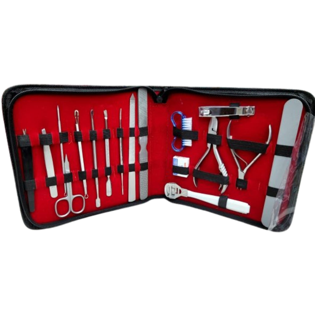 Manicure & Pedicure Kit, Professional Stainless Steel, Travel Case