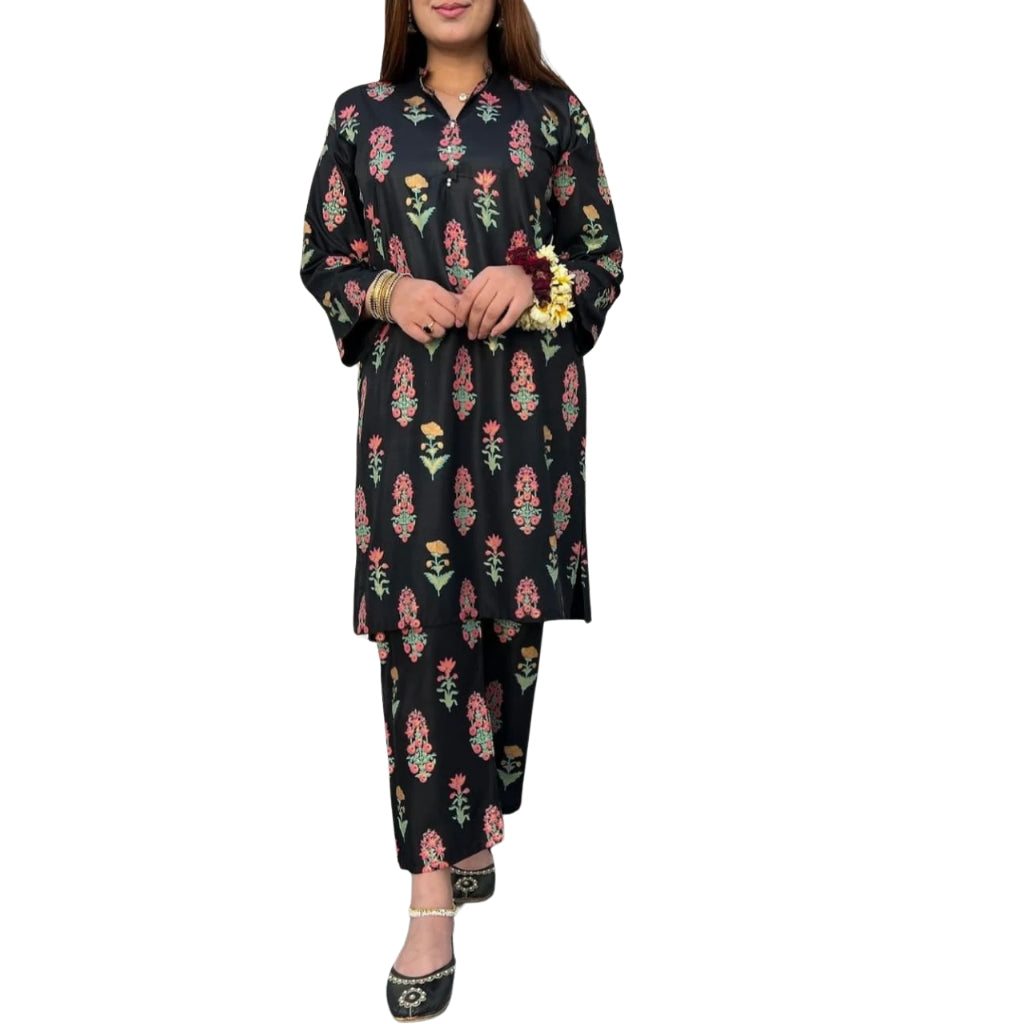 Arabic Lawn Suit, Flower 3D Design & Floral Print, for Women
