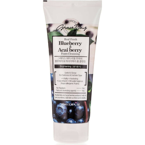 Blueberry & Acai Berry Foam Cleanser, Hydrating & Brightening Formula