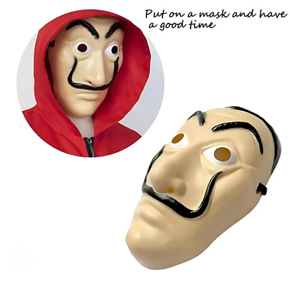 Papel Money Heist Mask, Hard Plastic & Easy to Wear, for All Ages