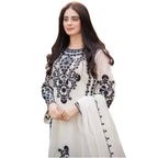 Suit, 3Pcs, Organza Embroidered Maxi & Dupatta, for Women