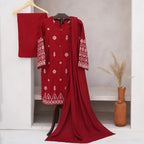 Rangoon 3-Piece Ensemble, Embroidered Khaddar with Lace, for Women