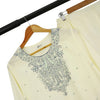 3-Piece Lawn Set, Embroidered Off-White with Blue Dupatta, for Women