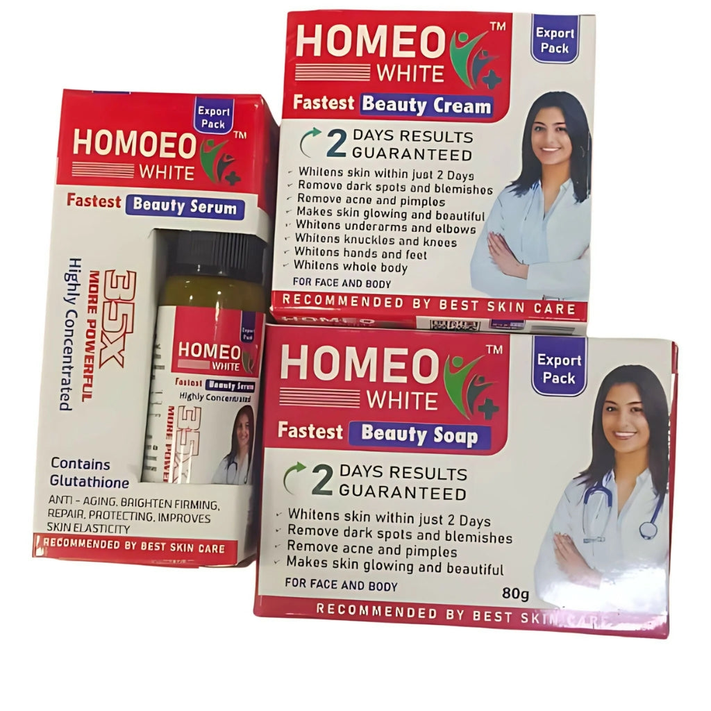 Homeo White Beauty Pack, Cream, Soap & Serum, for Radiant Skin