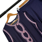 3-Piece Embroidered Lawn Suit, Navy with Pink Dupatta, for Women