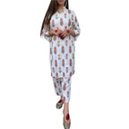 Arabic Lawn Suit, Flower 3D Design & Floral Print, for Women