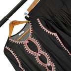 3-Piece Embroidered Lawn Suit, Black with Orange Dupatta, for Women