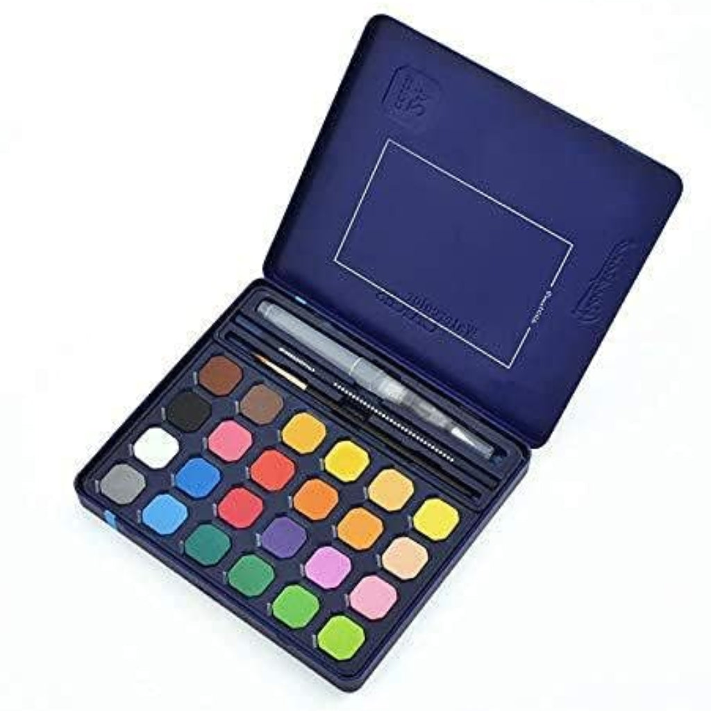 Solid Watercolor Paint Cakes, 24 Vibrant Colors, for Artists & Students