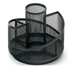 Metal Mesh Rotating Desk Organizer, 5 Compartments, for Office & Home