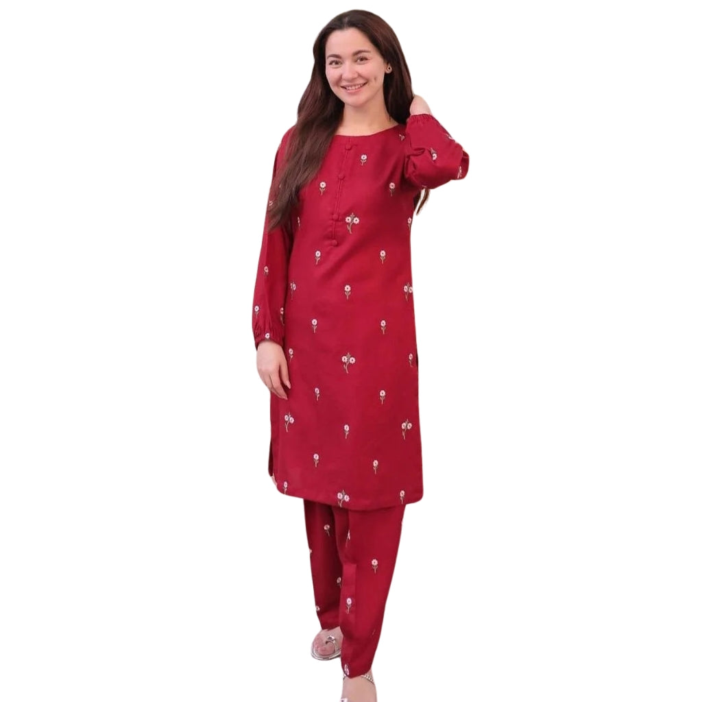 Suit, Trendy Petal Embroidery 2 Piece, Stylish & Elegant, for Women