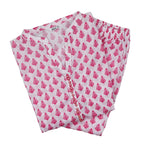 2-Piece Pink Printed Lawn Dress, Round Neck with Buttons, for Women