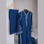 Rangoon 3-Piece Khaddar Suit, Embroidered Shirt & Wool Shawl, for Women