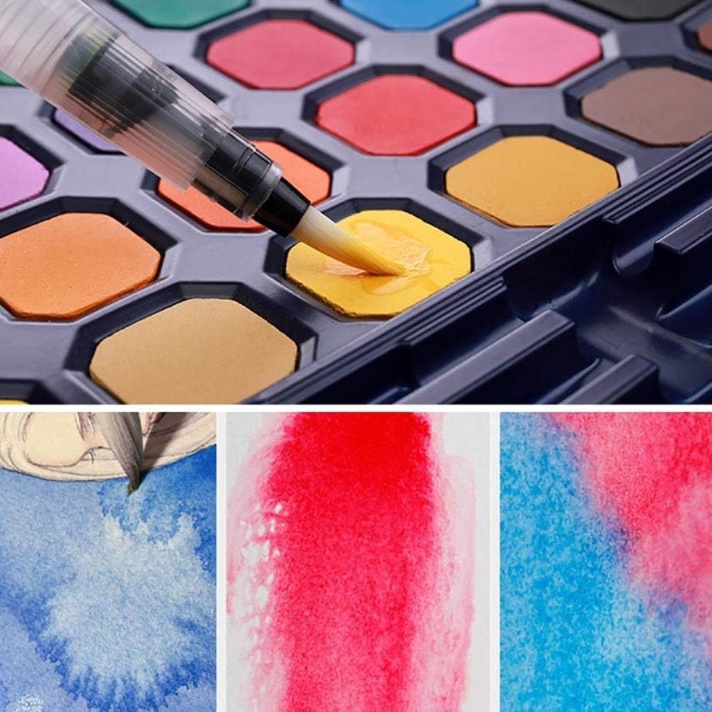 Solid Watercolor Paint Cakes, 24 Vibrant Colors, for Artists & Students