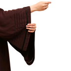 Abaya, Lace Detailing, Round Neck with Button-Through Opening, for Women