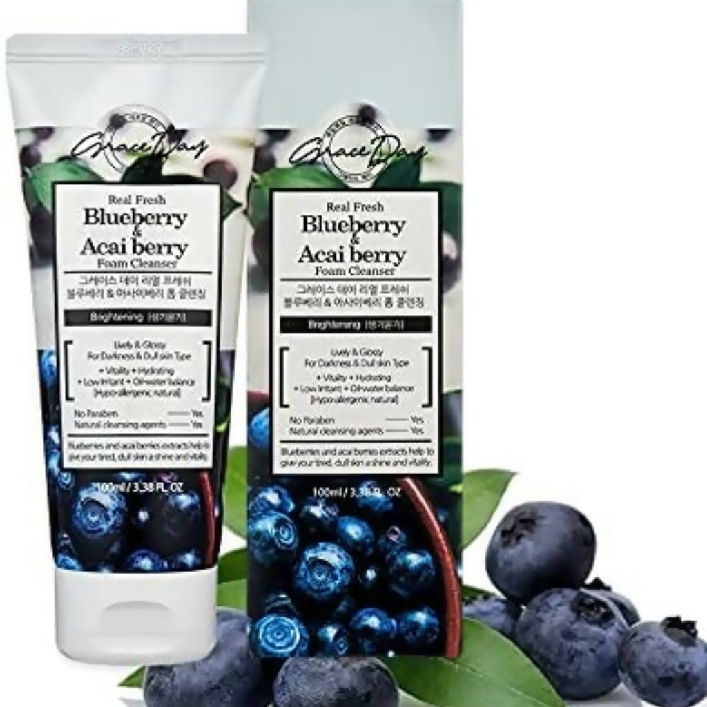 Blueberry & Acai Berry Foam Cleanser, Hydrating & Brightening Formula