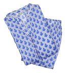 2-Piece Printed Lawn Suit, Blue with Button Neckline, for Women