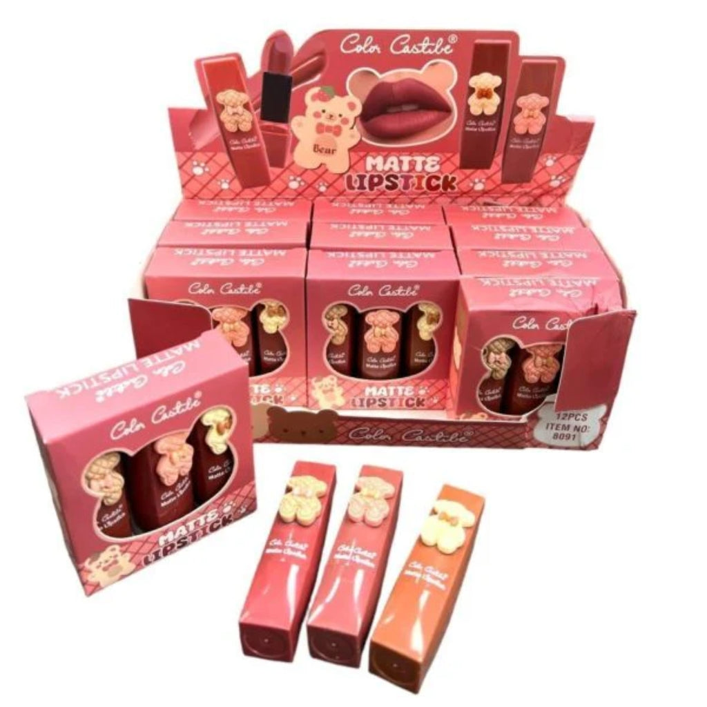 High-Pigment Lipstick Set, 3 Shades, High Gloss & Velvety Finish, for Women