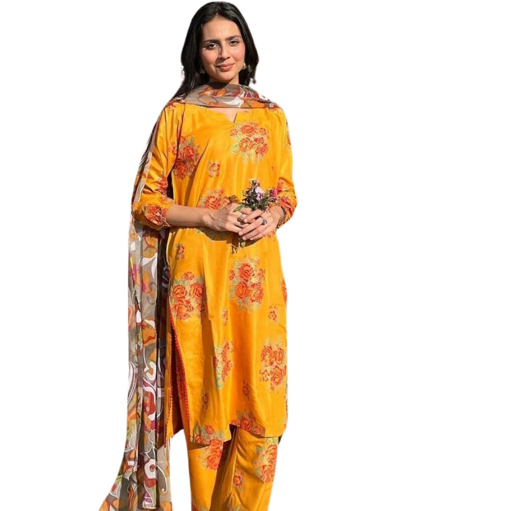 Arabic Lawn Suit, Gulab Print, Lace & Elastic Details, for Women