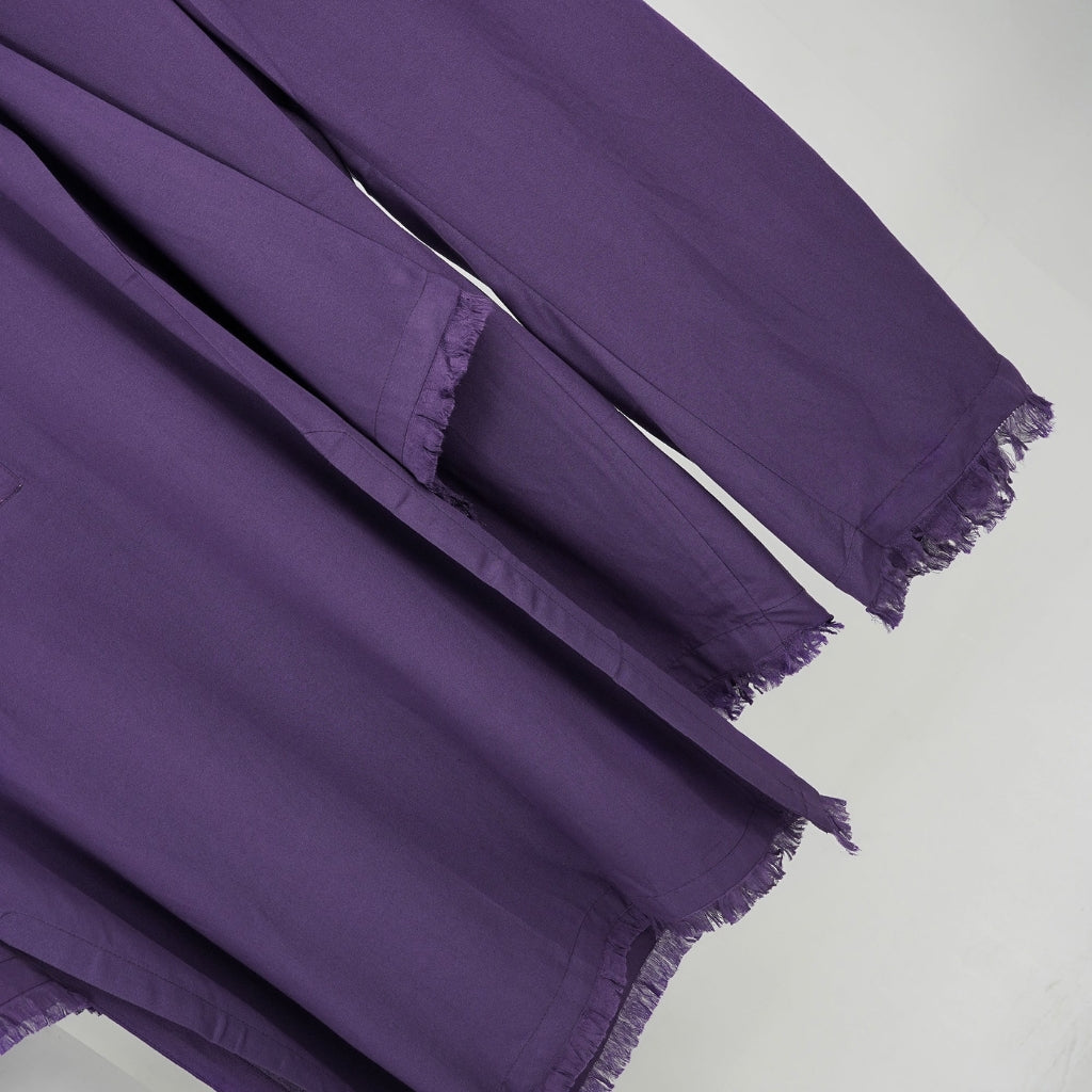 Purple Karandi Suit, Ban Collar & Frill Detailing, for Women