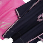 3-Piece Embroidered Lawn Suit, Navy with Pink Dupatta, for Women