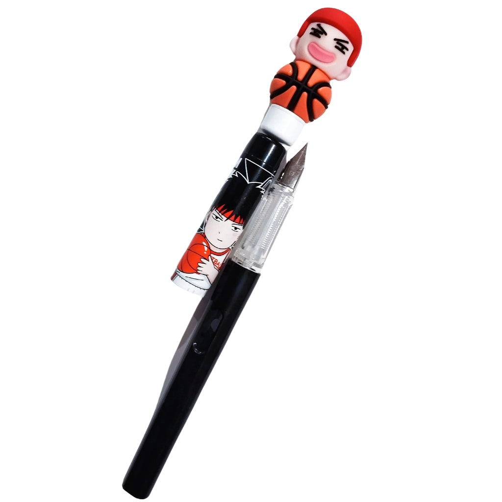 Basketball Cartoon Magnet Fountain Pen, Smooth Ink Flow, Ergonomic Grip
